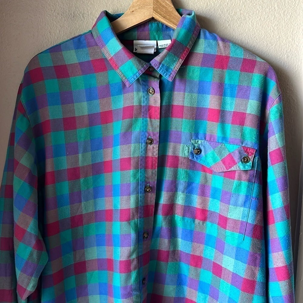 KORET Plaid Women’s Long Sleeve Button Down Shirt